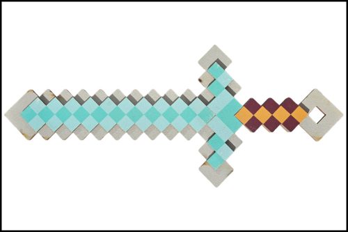 Fa Minecraft kard Szürke - Világoskék