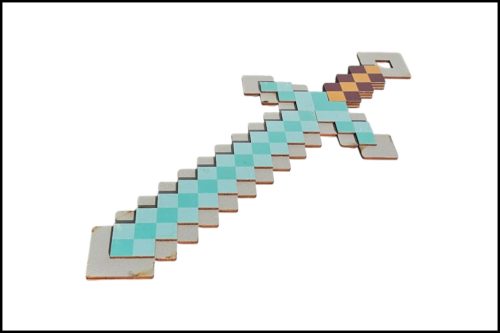 Fa Minecraft kard Szürke - Világoskék