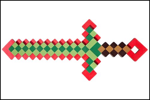 Fa Minecraft kard Piros - Zöld