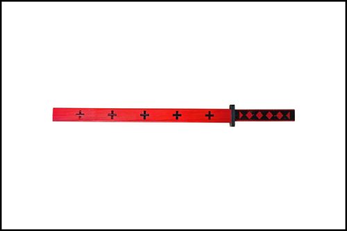 Fa Szamuráj kard - kereszttel - piros