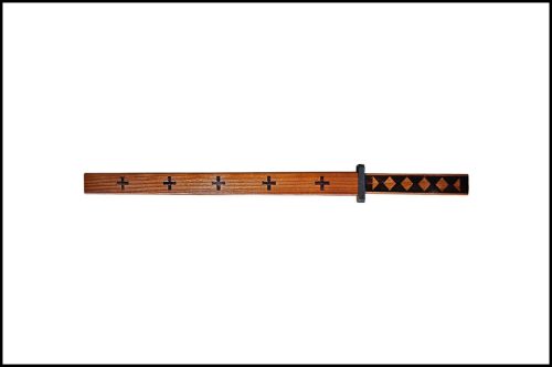 Fa Szamuráj kard - kereszttel - barna