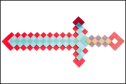 Fa Minecraft Kard Piros - Világoskék